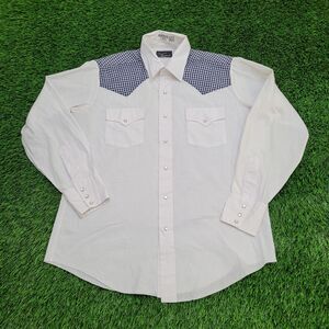 Vintage 70s Champion Westerns Button Shirt XL 23x30 White